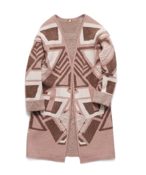 LILY BROWN（リリーブラウン）の「ニットジャガードガウン（ニットアウター・レディース・BLK/BEG/CML・F）」の2枚目の写真