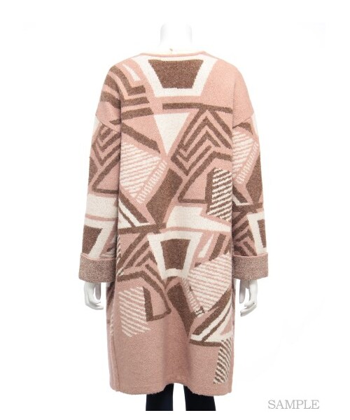 LILY BROWN（リリーブラウン）の「ニットジャガードガウン（ニットアウター・レディース・BLK/BEG/CML・F）」の5枚目の写真