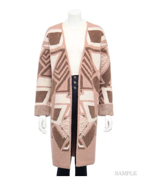 LILY BROWN（リリーブラウン）の「ニットジャガードガウン（ニットアウター・レディース・BLK/BEG/CML・F）」の11枚目の写真