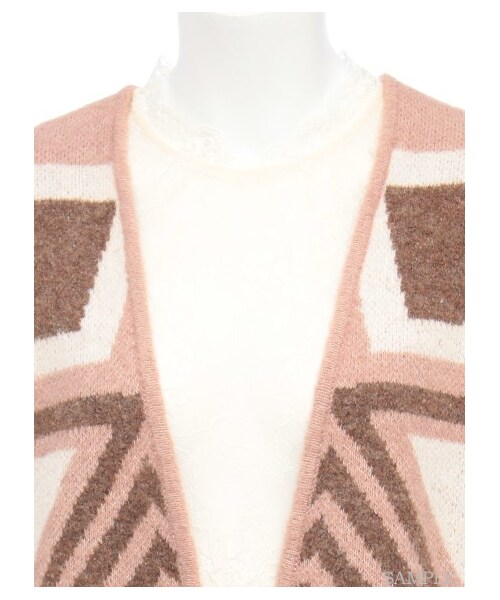 LILY BROWN（リリーブラウン）の「ニットジャガードガウン（ニットアウター・レディース・BLK/BEG/CML・F）」の7枚目の写真