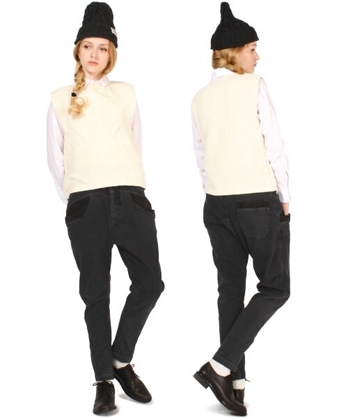 RNA-N（アールエヌエーエヌ）の「ロークロッチリブパンツ（パンツ・レディース・ブラック/アイボリー/カーキ・M）」の10枚目の写真