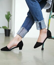 DHOLIC | フェイクスエードサイドオープンミドルヒール(パンプス)