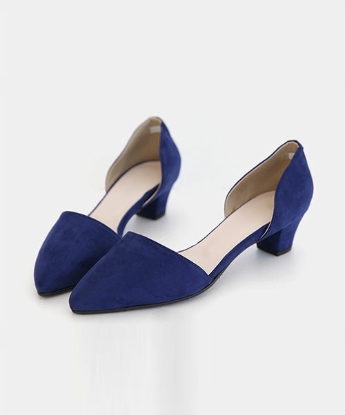 DHOLIC（ディーホリック）の「フェイクスエードサイドオープンミドルヒール（パンプス・レディース・ブラック/ブルー/ワイン・225/230/235/240/245/250）」の2枚目の写真