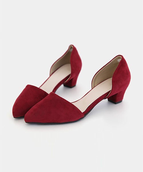 DHOLIC（ディーホリック）の「フェイクスエードサイドオープンミドルヒール（パンプス・レディース・ブラック/ブルー/ワイン・225/230/235/240/245/250）」の3枚目の写真