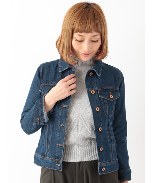 w closet（ダブルクローゼット）の「デニムGジャン（ジャケット/アウター・レディース・ブルー/ネイビー・FREE）」の3枚目の写真