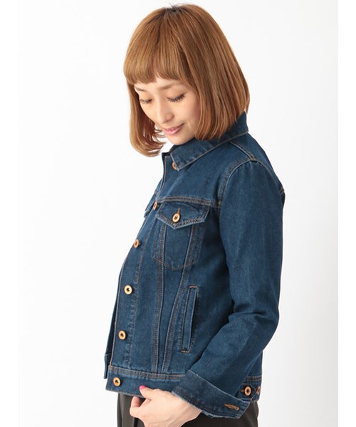 w closet（ダブルクローゼット）の「デニムGジャン（ジャケット/アウター・レディース・ブルー/ネイビー・FREE）」の4枚目の写真