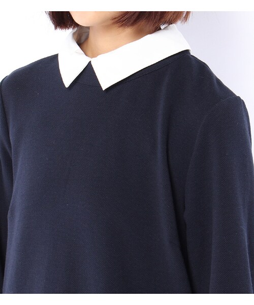 PAGEBOY（ページボーイ）の「鹿の子リップル衿付きワンピース（ワンピース/ドレス・レディース・グレー/カーキ/ネイビー）」の6枚目の写真