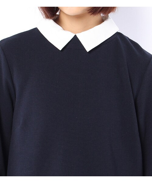 PAGEBOY（ページボーイ）の「鹿の子リップル衿付きワンピース（ワンピース/ドレス・レディース・グレー/カーキ/ネイビー）」の7枚目の写真