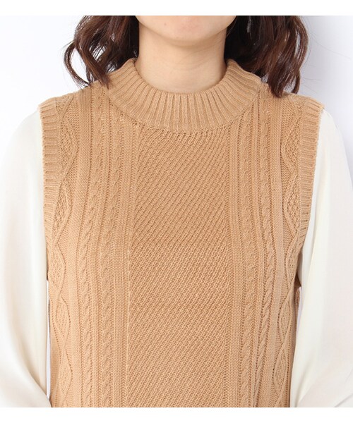 mysty woman(ミスティウーマン)の「シフォンティアードブラウス×ニットベストセット(トップス・レディース・トップグレー/チャコールグレー/ベージュ/ネイビー)」の8枚目の写真