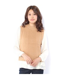 mysty woman | シフォンティアードブラウス×ニットベストセット(トップス)