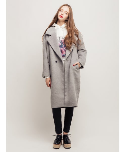 jouetie（ジュエティ）の「コクーンチェスターコート（ジャケット/アウター・レディース・グレー/ブラック/ピンク/キャメル/ミックス）」の6枚目の写真