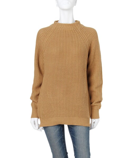 Ungrid（アングリッド）の「片畔ハイネックニット（トップス・レディース・オフホワイト/ネイビー/キャメル・F）」の6枚目の写真