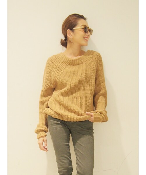 Ungrid（アングリッド）の「片畔ハイネックニット（トップス・レディース・オフホワイト/ネイビー/キャメル・F）」の4枚目の写真