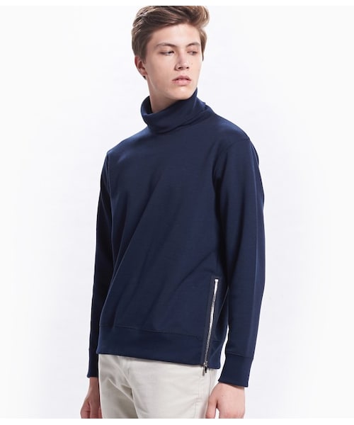 ADAM ET ROPE'(アダムエロペ)の「TCダンボール タートルネック(トップス・メンズ・グレー/ホワイト系/ネイビー・M/L)」の12枚目の写真