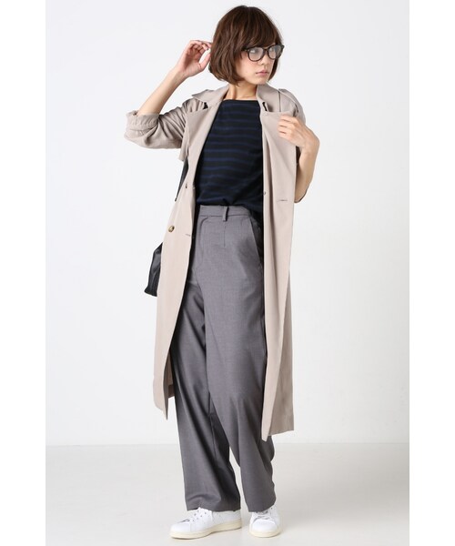 SLOBE IENA(スローブイエナ)の「UTILITY ボーダーボートネックプルオーバー(トップス・レディース・カーキ/ネイビー/ブルー A・フリー)」の6枚目の写真