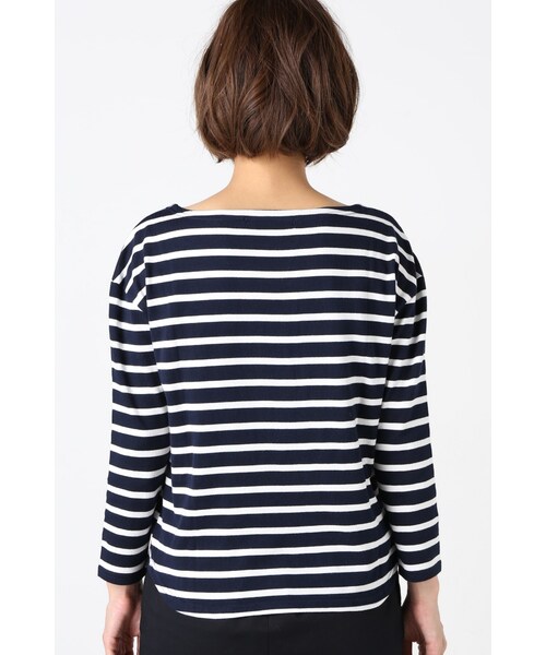 SLOBE IENA(スローブイエナ)の「UTILITY ボーダーボートネックプルオーバー(トップス・レディース・カーキ/ネイビー/ブルー A・フリー)」の9枚目の写真