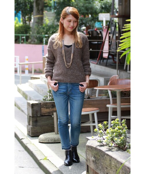 JOURNAL STANDARD relume（ジャーナルスタンダード　レリューム）の「《予約》ALPACA BRUSH Vネックプルオーバー◆（トップス・レディース・グレーA/ホワイト/ブラウン・フリー）」の9枚目の写真