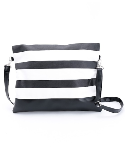 ADAM ET ROPE'（アダムエロペ）の「ボーダー3WAYクラッチ（バッグ・レディース・ホワイト系/キャメル系・M）」の9枚目の写真