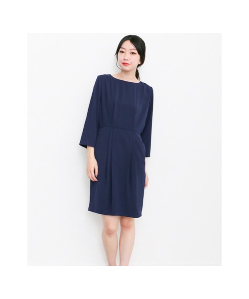 KBF（ケイビーエフ）の「KBF+ ウエスト切り替えタックワンピース（ワンピース/ドレス・レディース・WINE/NAVY/BLACK・one）」の4枚目の写真