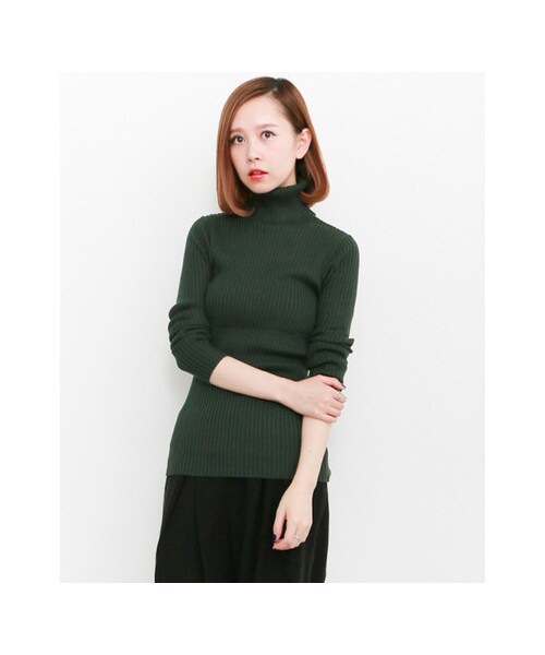 KBF（ケイビーエフ）の「ワイドリブタートル（トップス・レディース・CAMEL/T.GRAY/OFF/GREEN/BLACK・one）」の10枚目の写真