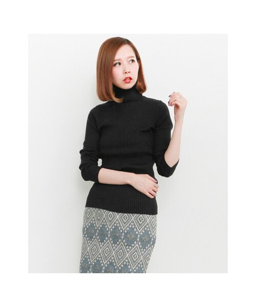 KBF（ケイビーエフ）の「ワイドリブタートル（トップス・レディース・CAMEL/T.GRAY/OFF/GREEN/BLACK・one）」の9枚目の写真