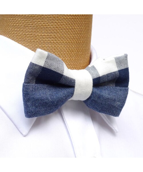 NIRAME.CO（ニラメッコ）の「蝶ネクタイ　デニム×チェック（蝶ネクタイ・メンズ・その他）」の2枚目の写真