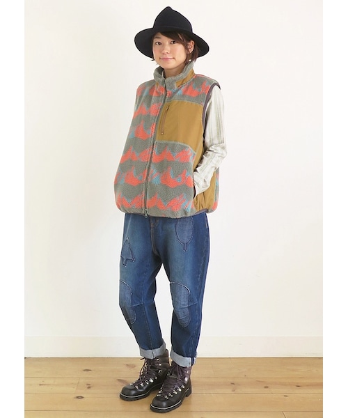 Ne-net（ネネット）の「サンミャクボア / ベスト（トップス・レディース・khaki/navy・02）」の9枚目の写真