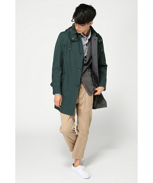 417 EDIFICE（フォーワンセブンエディフィス）の「カチオンボンディングステンフードコート（ジャケット/アウター・メンズ・グリーン/ネイビー/ブルー A・S/M/L）」の4枚目の写真