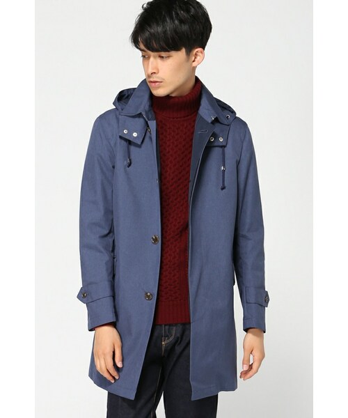 417 EDIFICE（フォーワンセブンエディフィス）の「カチオンボンディングステンフードコート（ジャケット/アウター・メンズ・グリーン/ネイビー/ブルー A・S/M/L）」の2枚目の写真