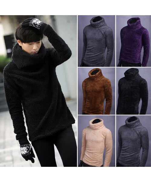 STORES.jp（ストアーズドットジェーピー）の「ボア素材★タートルネックカットソー★5色★クール×防寒【送料無料】（Tシャツ/カットソー・メンズ・その他）」の2枚目の写真