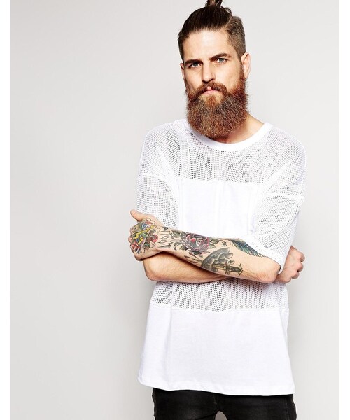 American Apparel(アメリカンアパレル)の「American Apparel Oversized Waffle Mesh T-Shirt(Tシャツ/カットソー・メンズ・White・M-Chest 34-36"/S-Chest 34-36")」の1枚目の写真