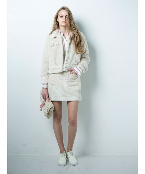 dazzlin（ダズリン）の「【dazzlin】ボアジャケット（ジャケット/アウター・レディース・ホワイト/ピンク/ネイビー・S/M）」の5枚目の写真