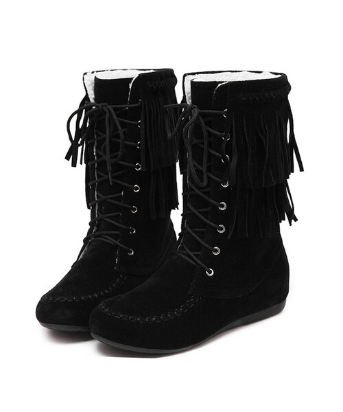 black square toe lace up boots