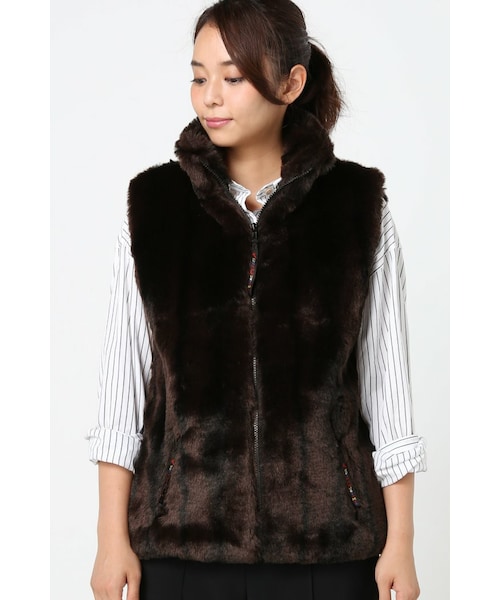 RHC FARFIELD ORIGINALフェイクファー フーデッドベスト｜別注 RHC