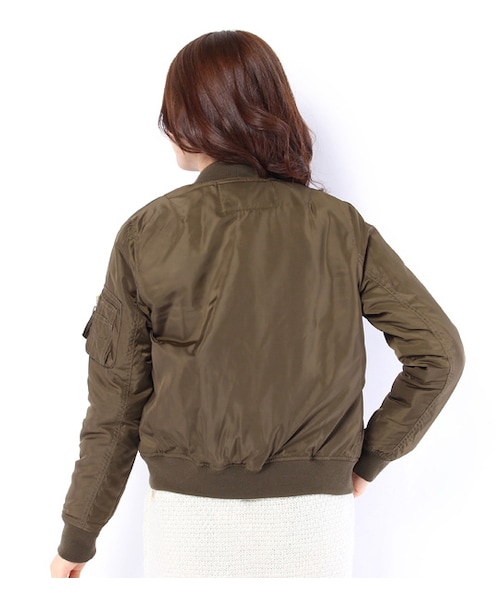 mysty woman(ミスティウーマン)の「リブ付き中綿ジップアップブルゾン(ジャケット/アウター・レディース・カーキ/ブラック)」の3枚目の写真