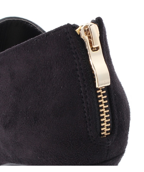 laboratory work（ラボラトリーワーク）の「スウェード×フェイクレザーショートブーツ（シューズ・レディース・ブラック/キャメル・M/L）」の7枚目の写真