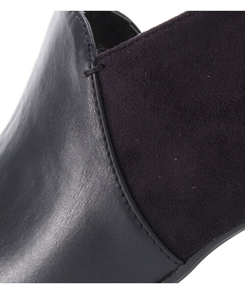 laboratory work（ラボラトリーワーク）の「スウェード×フェイクレザーショートブーツ（シューズ・レディース・ブラック/キャメル・M/L）」の8枚目の写真