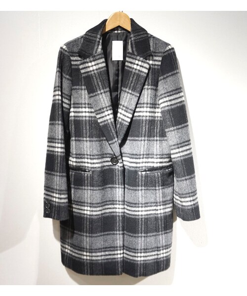 laboratory work（ラボラトリーワーク）の「【POINT×10】【laboratory work】シャギーチェックチェスターコート（ジャケット/アウター・レディース・ホワイト系/ブラック系・M）」の3枚目の写真