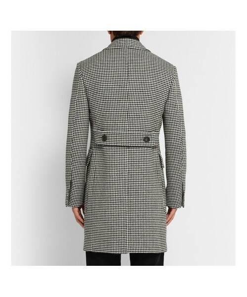 Slim-Fit Double-Breasted Houndstooth Wool Coat