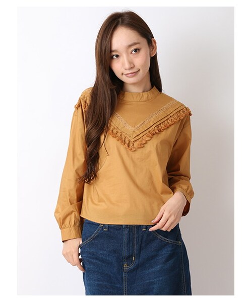 Green　Parks（グリーンパークス）の「W タッセル付ハイネックブラウス（トップス・オフホワイト/ベージュ/カーキ・F）」の4枚目の写真