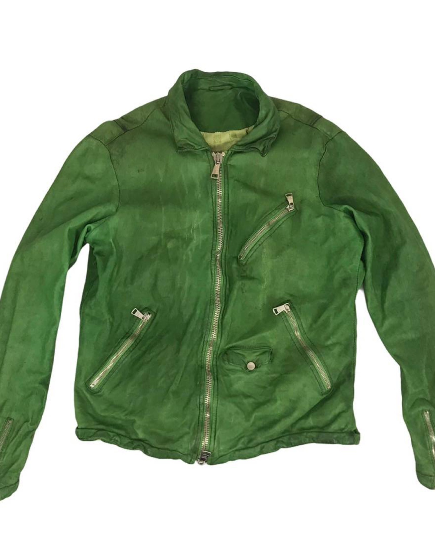 TAKUYA∞着用Giorgio Brato Wライダースジャケット グリーン かジきマぐロ｜GIORGIO BRATOのライダースジャケットを使った