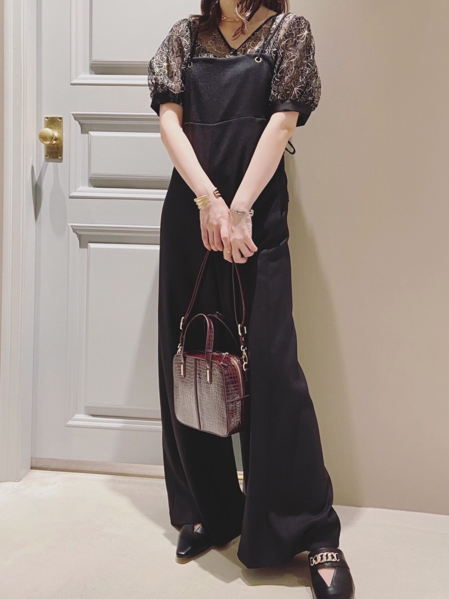 LILY BROWN（リリーブラウン）の「切り替えチュールレースブラウス（T 