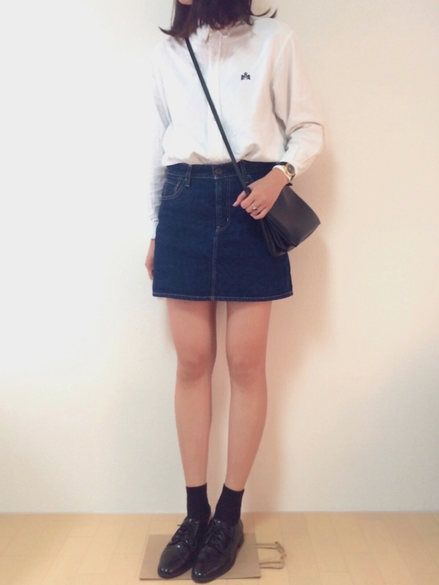 【新品未使用】MOUSSY DENIM ミニスカート　デニムスカート　マウジー MOUSSY（マウジー）の「TRAPEZOID DENIM ミニスカート（デニム