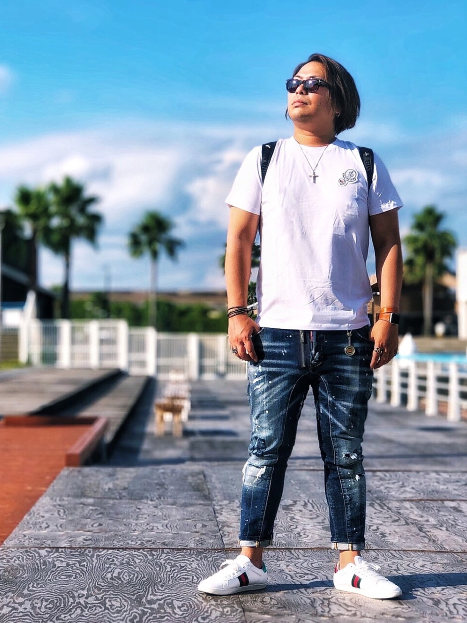 関税込 MONCLER モンクレール ロゴ コットン Tシャツ 白 MONCLER（モンクレール）の「Moncler - ロゴ Tシャツ - men