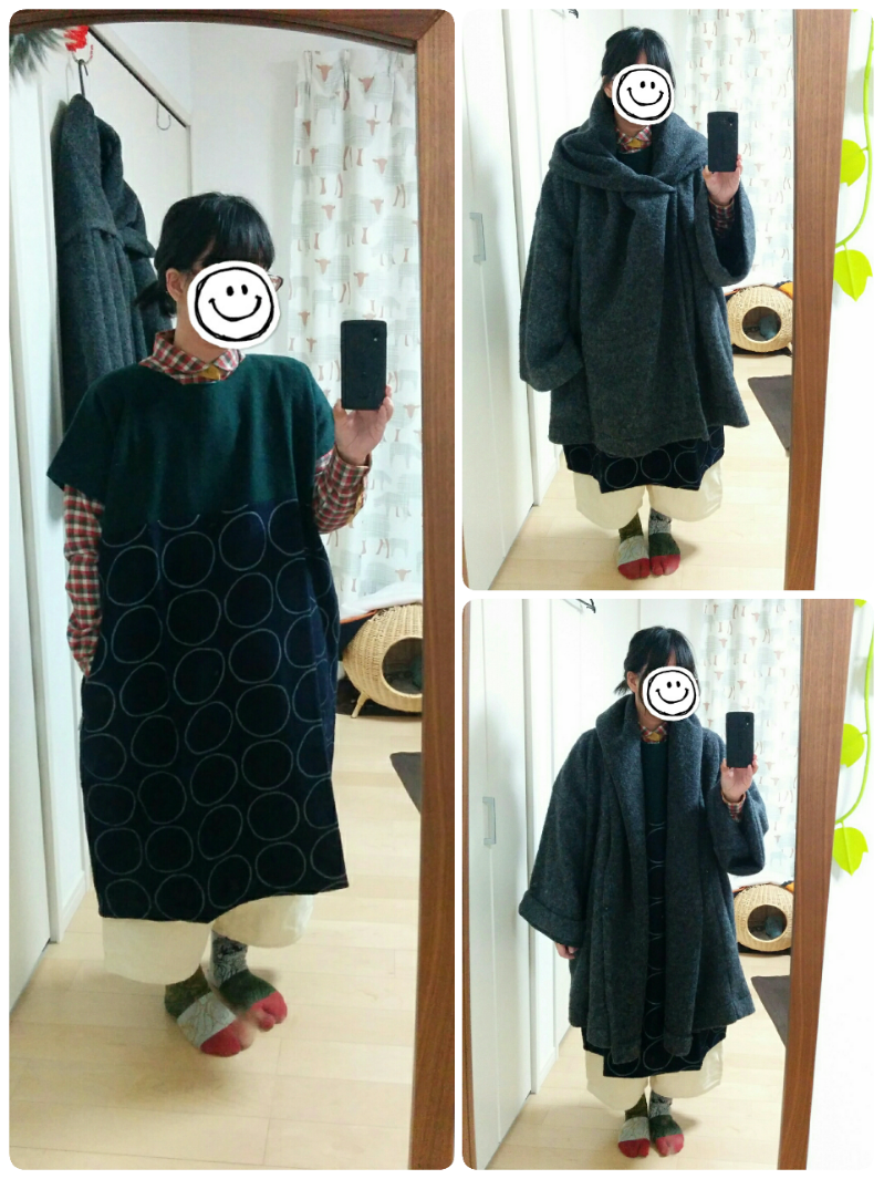 極美品【SOU・SOU】紡毛 頭巾外套 袷 万波 紺色 M 羽織 極美品【SOU・SOU】紡毛 頭巾外套 袷 万波 紺色 M 羽織 紡毛（ぼう