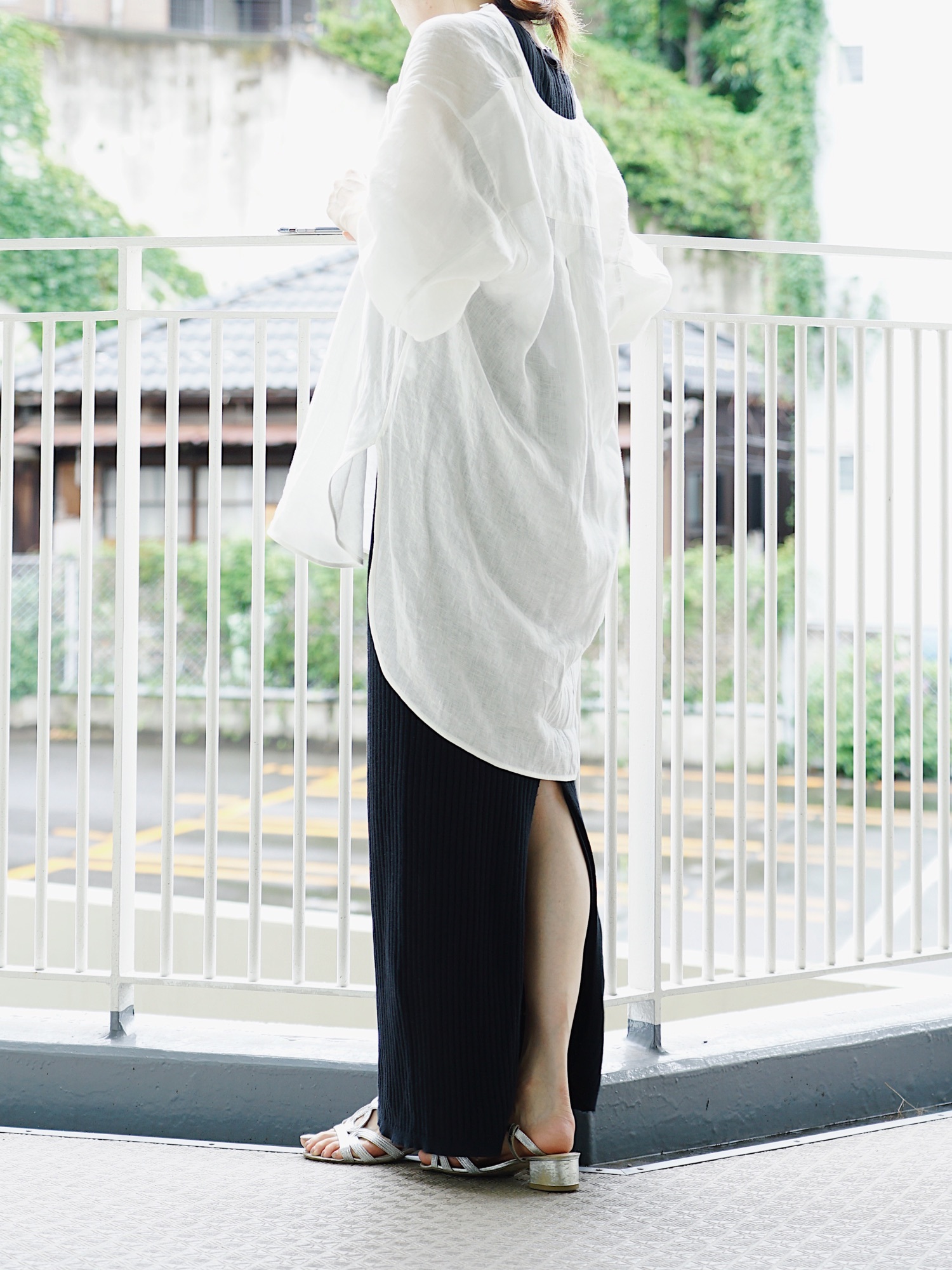 Curensology｜ストライプバンドカラーロングシャツ | Rakuten 