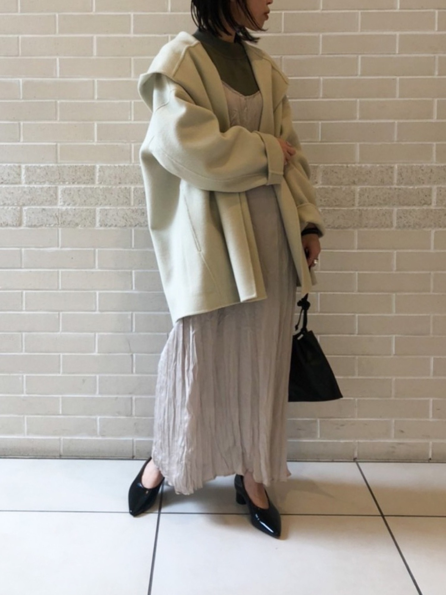 人気✨サロンアダムエロペ ウールカシミヤ無双仕立てフード付きミドル丈コート 20201016203325438.jpg