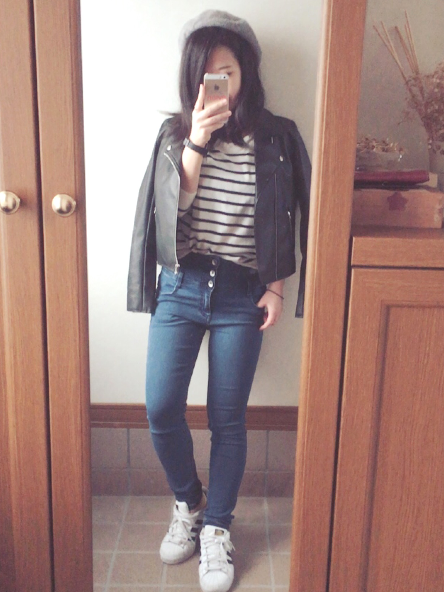 広瀬すずさんCM着用】 フェイクレザーライダースジャケットを使った