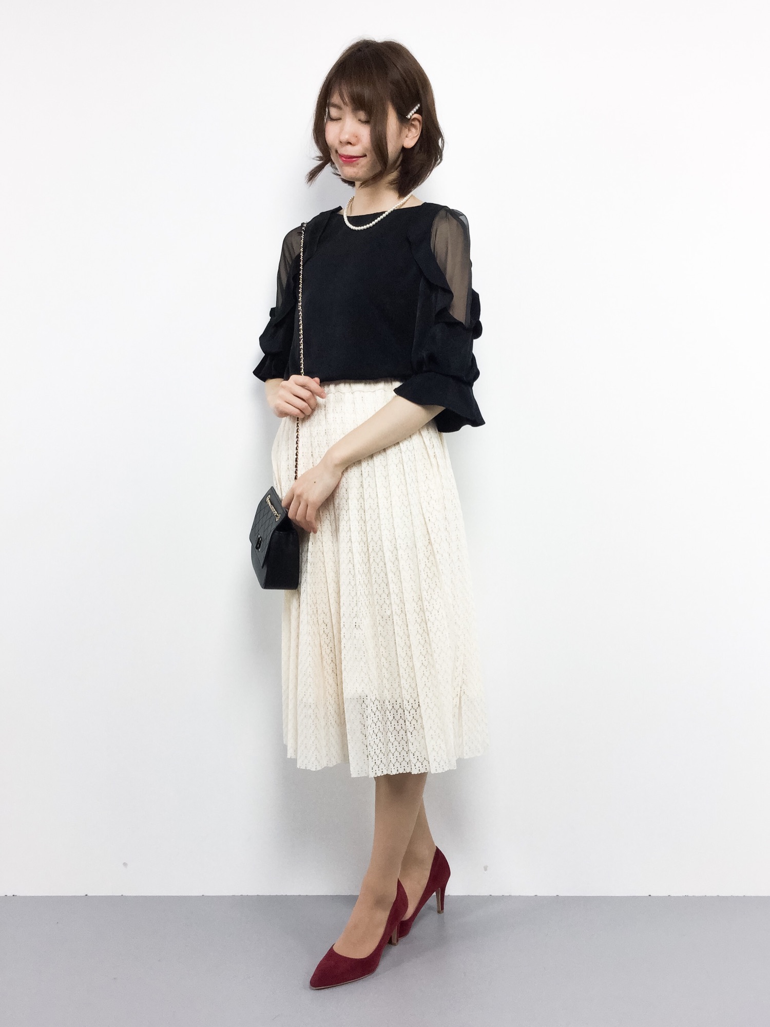 bullu de savon ビュルデサボン　パイナップルレースプリーツスカート bulle de savon（ビュルデサボン）の「パイナップルレース