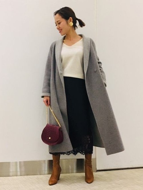 Noble（ノーブル）の「W/Nyリバーショールカラーコート◇（その他